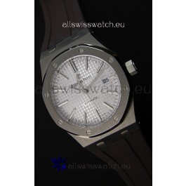 Audemars Piguet Royal Oak 41MM Silver Dial Rubber Strap - 1:1 Mirror Ultimate Edition