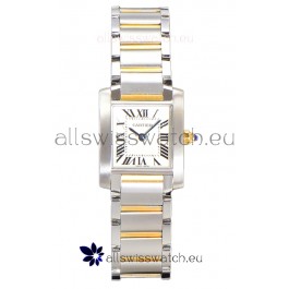 Cartier Tank Francaise Yellow Gold Two Tone Swiss Quartz Replica Watch 25.70MM
