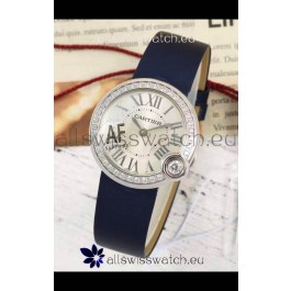 Ballon Blanc De Cartier Swiss Quartz Replica Watch in Steel Casing Fabric Strap 