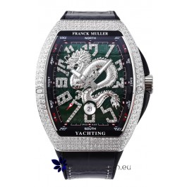 Franck Muller Vanguard Yachting Dragon V45 Green Dial in Diamonds Bezel Swiss Replica