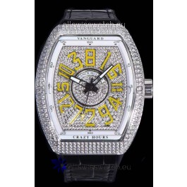 Franck Muller Vanguard Crazy Hours Edition Swiss Replica Watch - Yellow Numerals
