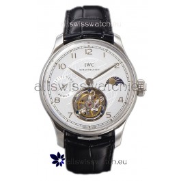 IWC Portugese Hand-Wound Genuine Tourbillon White Dial Steel Casing Swiss Replica Watch 