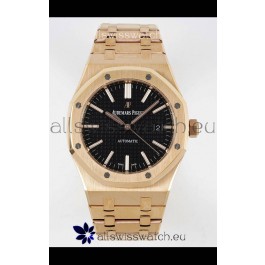 Audemars Piguet Royal Oak 15400 41MM Black Dial 904L Rose Gold CALIBRE 3120 Movement 1:1 Mirror Replica