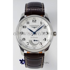 Longines Master Collection Automatic Power Reserve White Dial Swiss Replica Watch Leather Strap