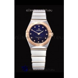 Omega Constellation Ladies Swiss Quartz 1:1 Mirror Replica - Two Tone Casing in Black Starry Dial 