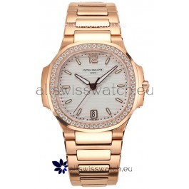 Patek Philippe Nautilus 7118R 35MM 1:1 Rose Gold White Dial 1:1 Mirror Replica Watch