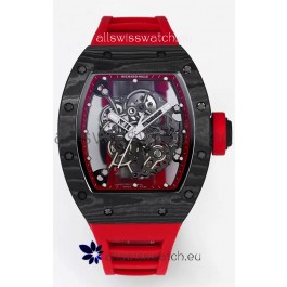 Richard Mille RM055 Black Carbon Casing Red Rubber 1:1 Superclone Genuine Tourbillon Watch 