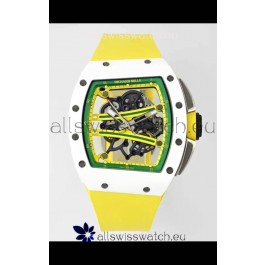 Richard Mille Super Clone RM61-01 White Ceramic Yellow Strap Swiss Replica Watch