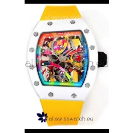 Richard Mille Super Clone RM68-01 White Ceramic Casing Yellow Strap Tourbillon Swiss Replica