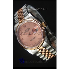 Rolex Datejust Replica Japanese Watch - Two Tone Rose Gold Plating with Champange Dial in 36MM Casing