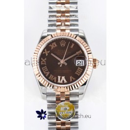 Rolex Super Clone Datejust ETA 2688 Movement 31MM Two Tone Rose Gold Swiss Brown Dial