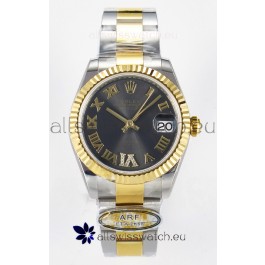 Rolex Super Clone Datejust ETA 2688 Movement 31MM Two Tone Yellow Gold Swiss Grey Dial