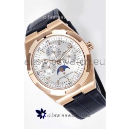 Vacheron Constantin Overseas Perpetual Calendar Ultra-Thin Steel Dial Rose Gold Casing Replica