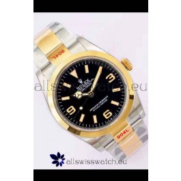 Rolex Explorer I Black Dial - Yellow Gold on Steel in 3235 Swiss Automatic Movement