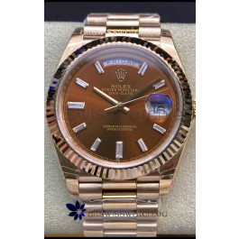 Rolex Day Date 40MM 228235 Rose Gold in Brown Dial 1:1 Mirror Replica Watch