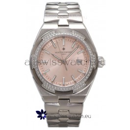 Vacheron Constantin Overseas Steel Casing Pink Dial 35MM Swiss Replica Watch 