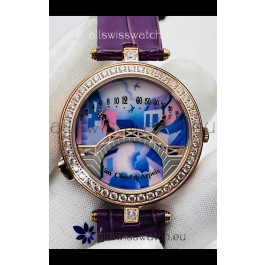 Van Cleef & Arpels Lady Arpels Pont des Amoureux in Rose Gold Purple Strap