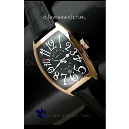 Franck Muller Geneve Casablanca Japanese Rose Gold Watch in Black Dial