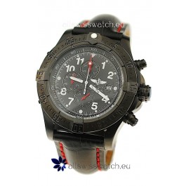 Breitling Chronograph Chronometre Japanese Replica PVD Watch in Black Strap