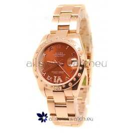 Rolex Datejust Swiss Replica Rose Gold Watch in Brown Dial - 36MM