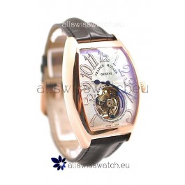 Franck Muller Aeternitas Tourbillon Swiss Replica Gold Watch in Black Strap
