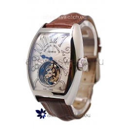 Franck Muller Aeternitas Tourbillon Swiss Replica Gold Watch in Brown Strap