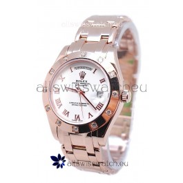 Rolex Day Date Rose Gold Swiss Replica Watch in Diamond Bezel