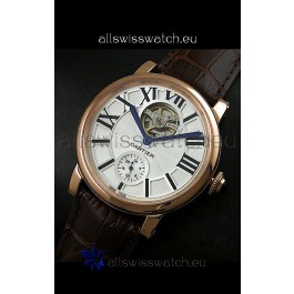 Ballon De Cartier Flying Tourbillon Japanese Replica Watch - Pink Gold Case