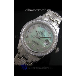 Rolex Oyster Perpetual Day Date Swiss Replica Watch in Green Mother of Pearl Dial 