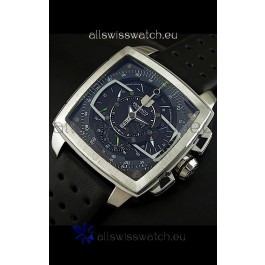 Tag Heuer Monaco Mikrograph Japanese Replica Watch in Black/Green Strap