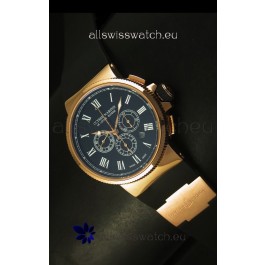 Ulysse Nardin Marine Chronograph Rose Gold Black Roman Black Dial - 1:1 Mirror Replica