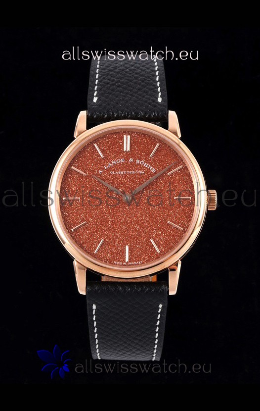 A.Lange & Sohne Saxonia Thin Swiss Replica Watch Rose Gold Case Starry Dial