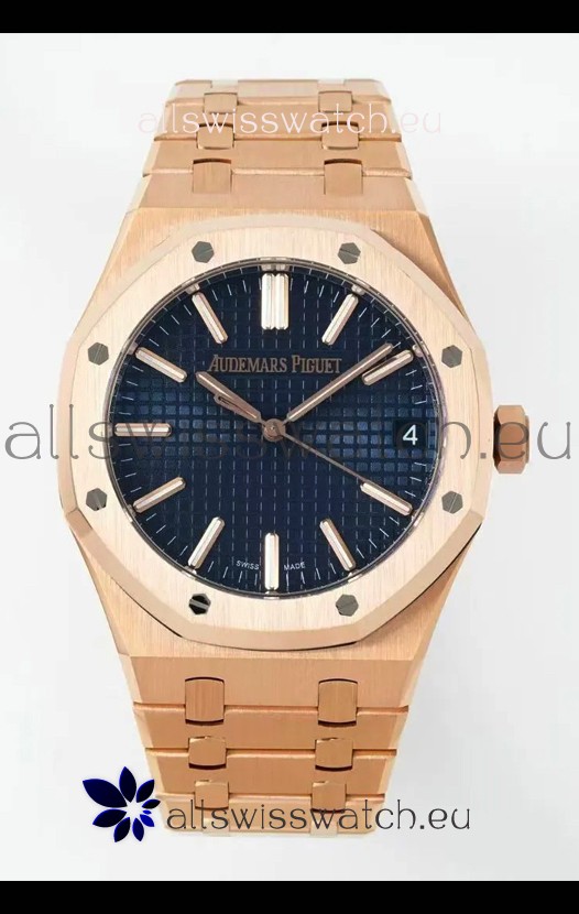 Audemars Piguet Royal Oak 15510OR 41MM Rose Gold Blue Dial Super Clone Replica Watch