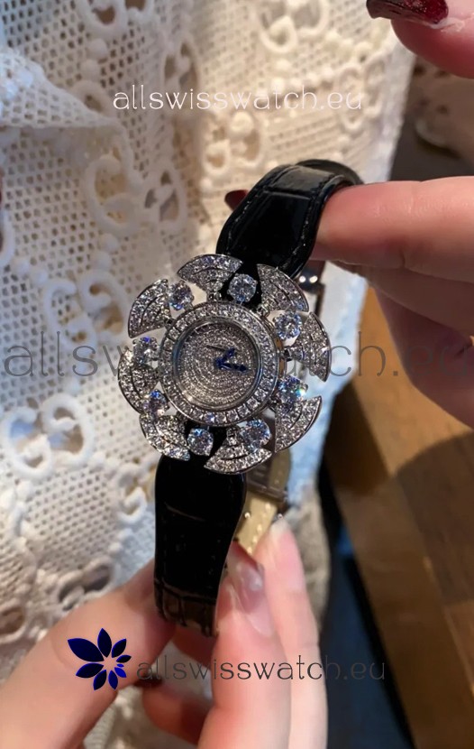 Bvlgari Divas's Dream Edition Watch in Steel Casing - Diamonds Paved Dial Swiss Replica