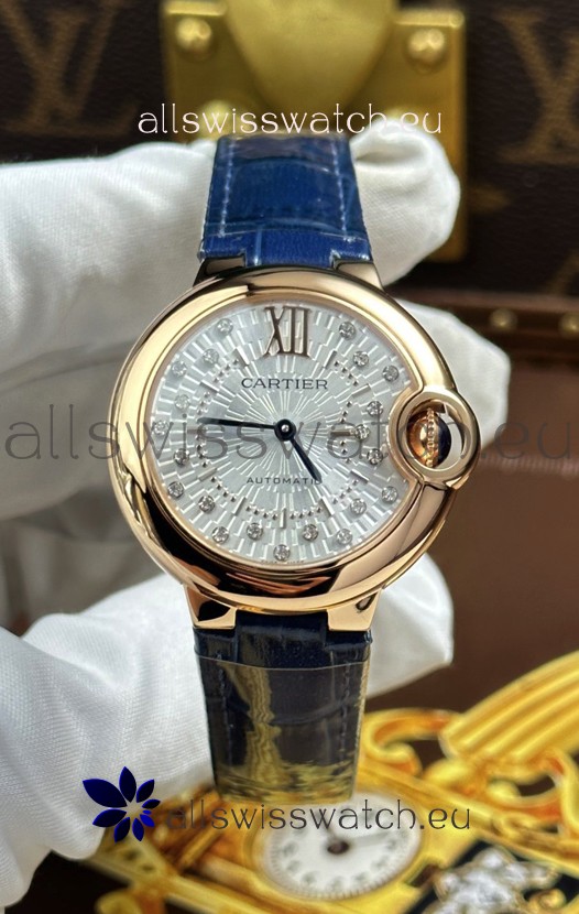 Ballon De Cartier Swiss Quartz 1:1 Mirror Quality 33MM in Rose Gold 