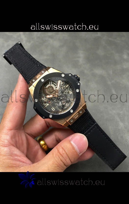 Hublot Big Bang Tourbillon Rose Gold Casing Ceramic Bezel Watch in 45MM 1:1 Mirror Replica