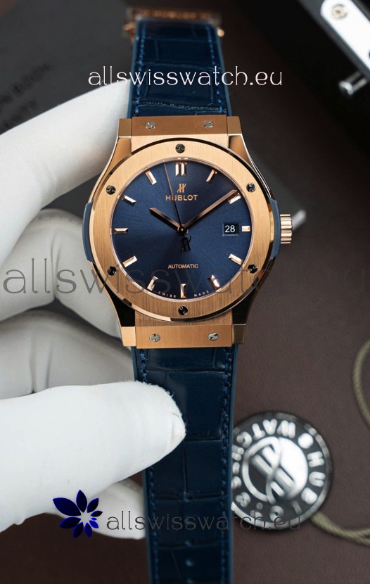 Hublot Super Clone Classic Fusion Titanium Rose Gold Blue Dial 42MM Watch