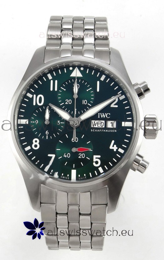 IWC Super Clone Pilot Chronograph Edition Green Dial Swiss Replica Watch 