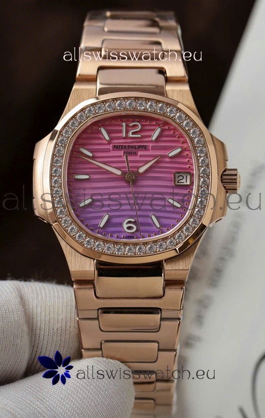 Patek Philippe 7010G Gradient Purple and Pink Dial Swiss Quartz Replica Watch