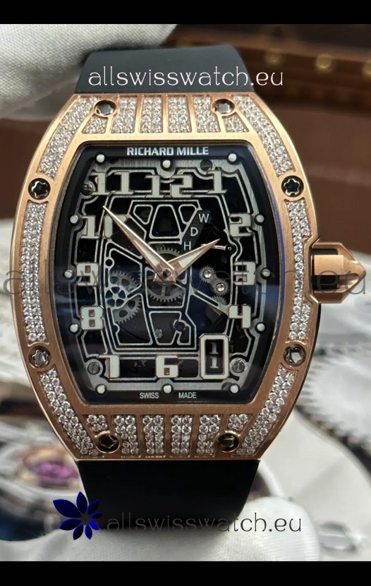Richard Mille RM67-01 Rose Gold Mossanites Casing 1:1 Swiss Replica Watch