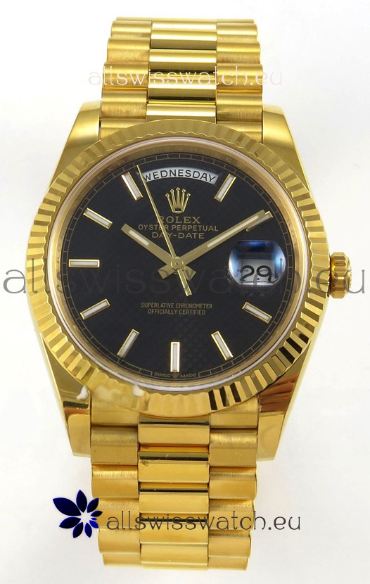 Rolex Day Date Super Clone Black Honey-Comb Dial 40MM 220 Grams Swiss Replica watch 