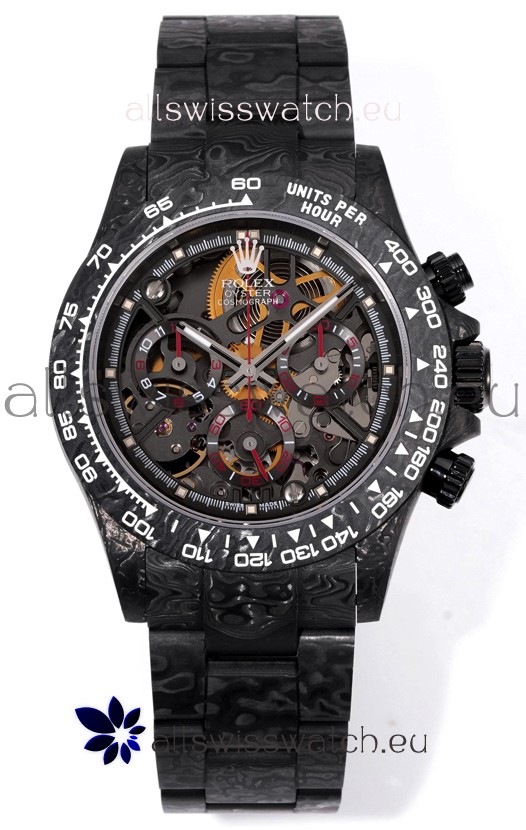 Rolex Daytona Blaken Black Carbon 1:1 Swiss Mirror Replica Skeleton Dial Cal.4130 Movement