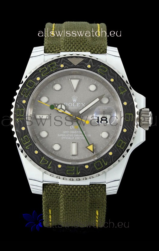 Rolex GMT Masters DiW White Carbon Casing Swiss Replica Watch Verdant Gray Dial 