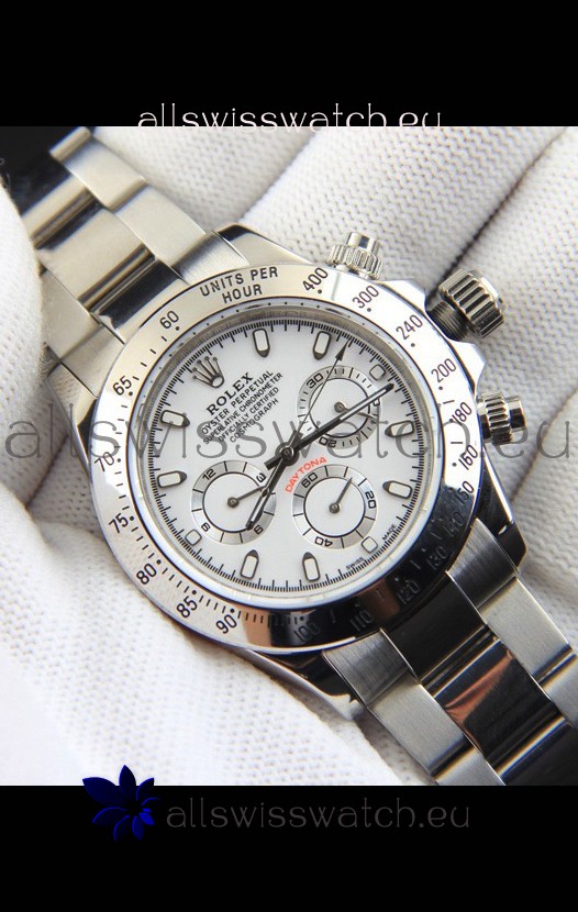 Rolex Daytona Japanese Movement Replica Watch in White Dial 
