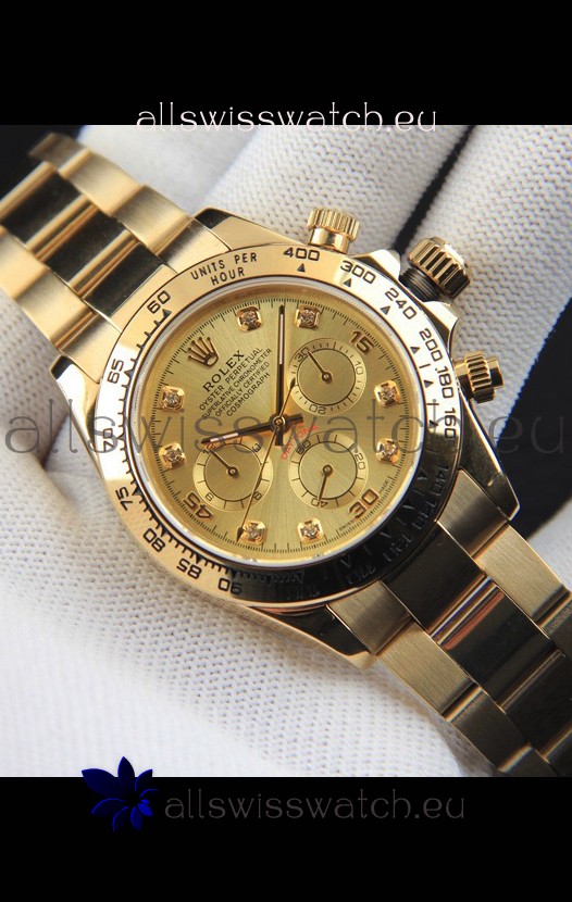 Rolex Daytona Japanese Movement Gold Casing Replica Watch in Gold Dial 