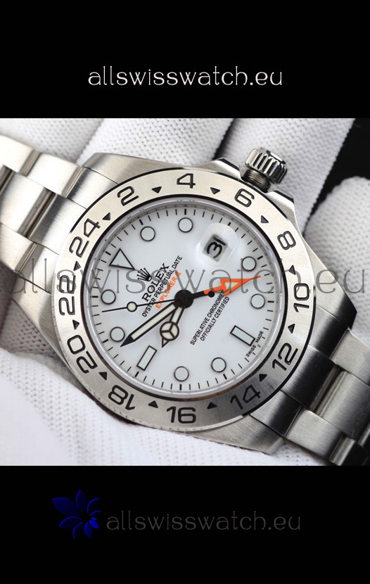 Rolex Explorer II Japanese Movement Replica Watch in Steel Casing White Dial