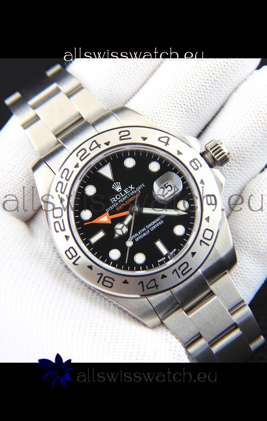Rolex Explorer II Japanese Movement Replica Watch in Steel Casing Black Dial