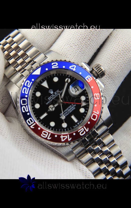 Rolex GMT Masters II Japanese Movement Replica Watch Steel Case Black Dial