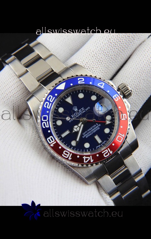 Rolex GMT Masters II Japanese Movement Replica Watch Steel Case Black Dial