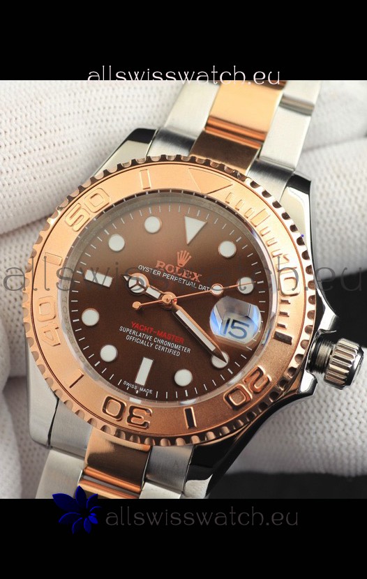 Rolex Yachtmaster Japanese Movement Watch in Two Tone Gold Casing - Light Brown dial 37MM